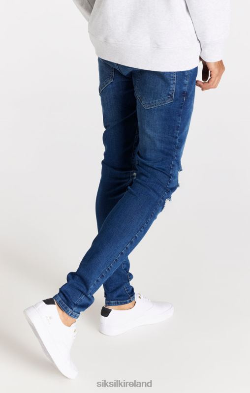 SikSilk Men Blue Distressed Slim Fit Jean XTFJ563 Apparel