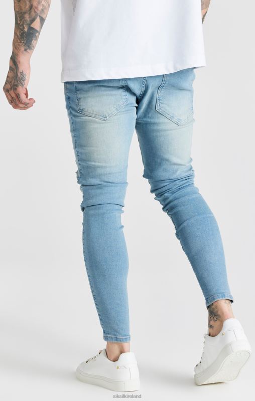 SikSilk Men Blue Washed Essential Distressed Skinny Jean XTFJ551 Apparel