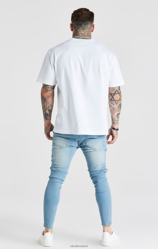 SikSilk Men Blue Washed Essential Distressed Skinny Jean XTFJ551 Apparel