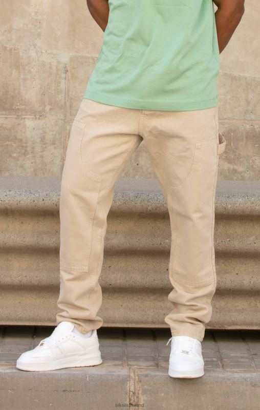 SikSilk Men Ecru Straight Fit Carpenter Denim XTFJ555 Apparel