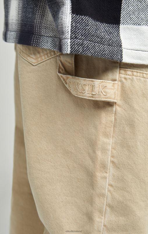 SikSilk Men Ecru Straight Fit Carpenter Denim XTFJ555 Apparel