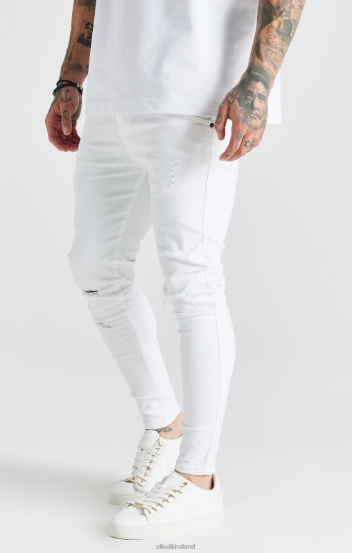 SikSilk Men White Essential Distressed Skinny Jean XTFJ553 Apparel