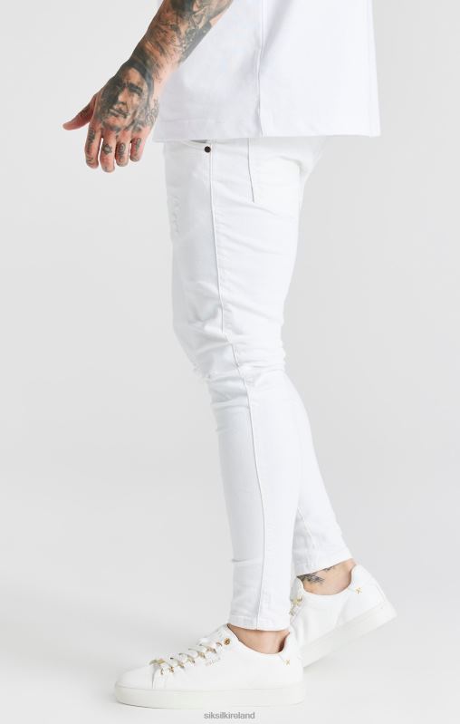SikSilk Men White Essential Distressed Skinny Jean XTFJ553 Apparel
