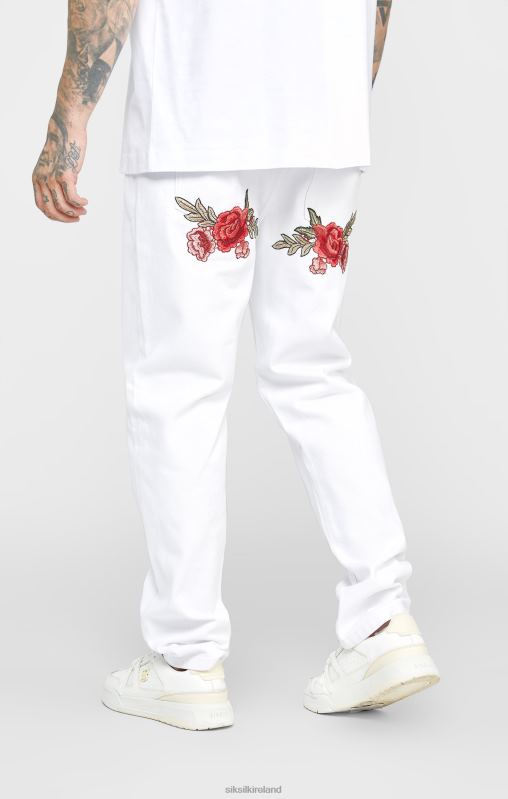 SikSilk Men White Rose Straight Cut Denim XTFJ550 Apparel