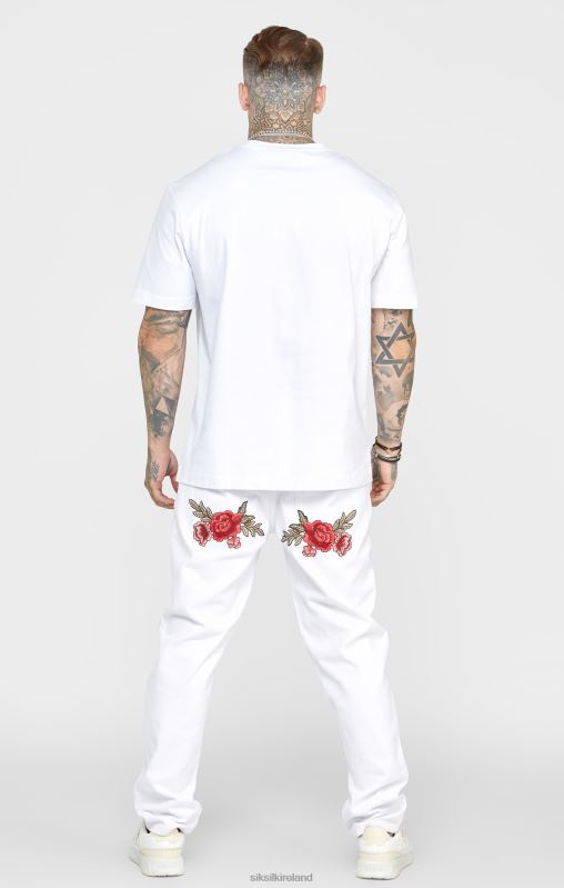SikSilk Men White Rose Straight Cut Denim XTFJ550 Apparel