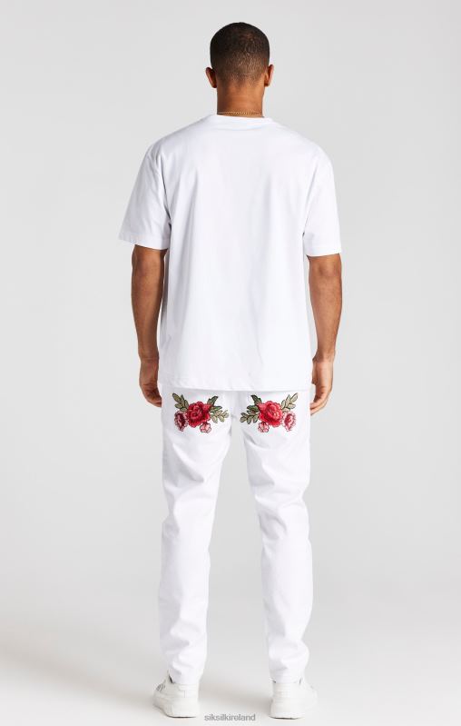 SikSilk Men White Rose Straight Cut Denim XTFJ550 Apparel