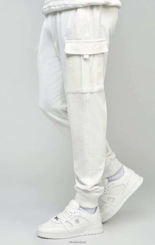 SikSilk Men Ecru Corduroy Cargo Joggers XTFJ530 Apparel