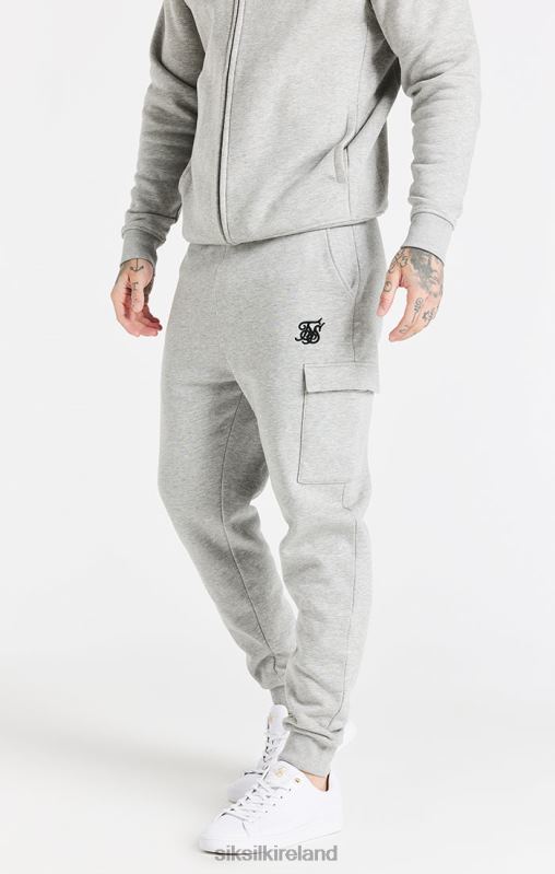 SikSilk Men Grey Essential Cargo Fleece Jogger XTFJ538 Apparel