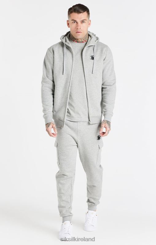 SikSilk Men Grey Essential Cargo Fleece Jogger XTFJ538 Apparel