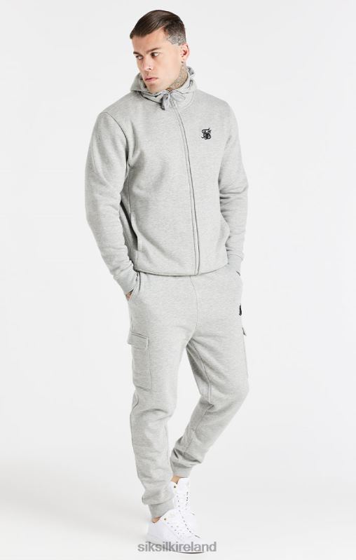 SikSilk Men Grey Essential Cargo Fleece Jogger XTFJ538 Apparel