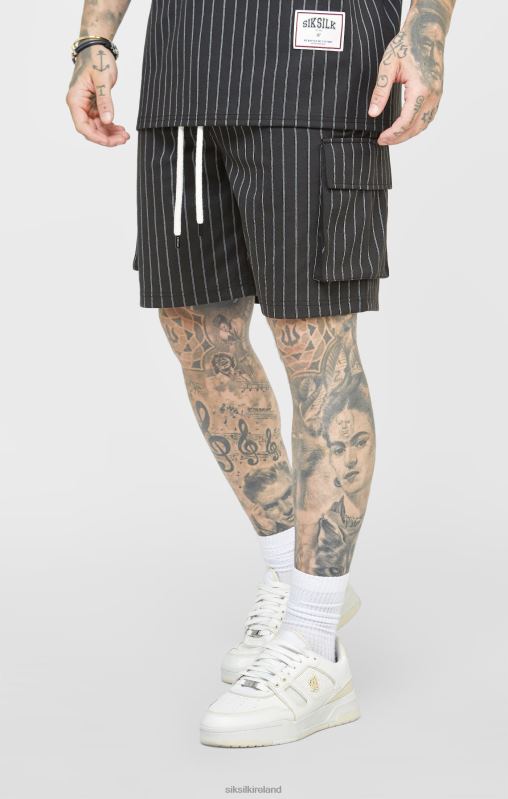 SikSilk Men Black Anniversary Basketball Cargo Short XTFJ564 Apparel