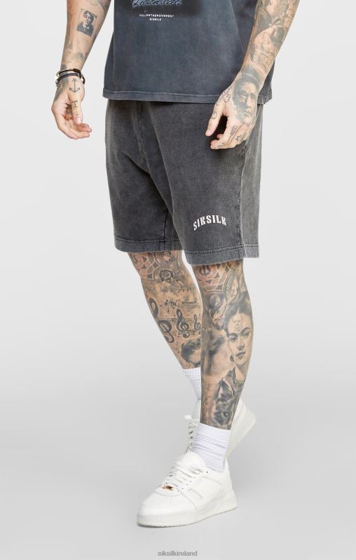 SikSilk Men Black Graphic Relaxed Shorts XTFJ567 Apparel