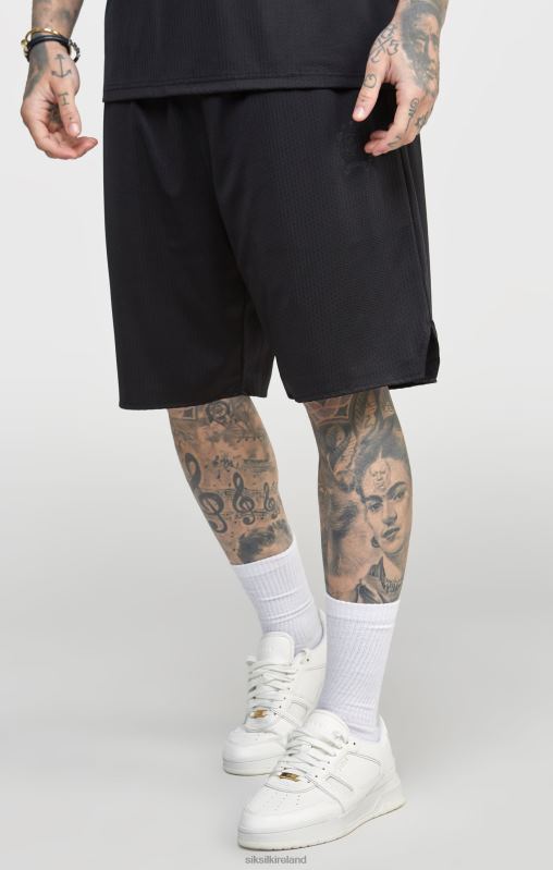 SikSilk Men Black Mesh Loose Fit Short XTFJ570 Apparel