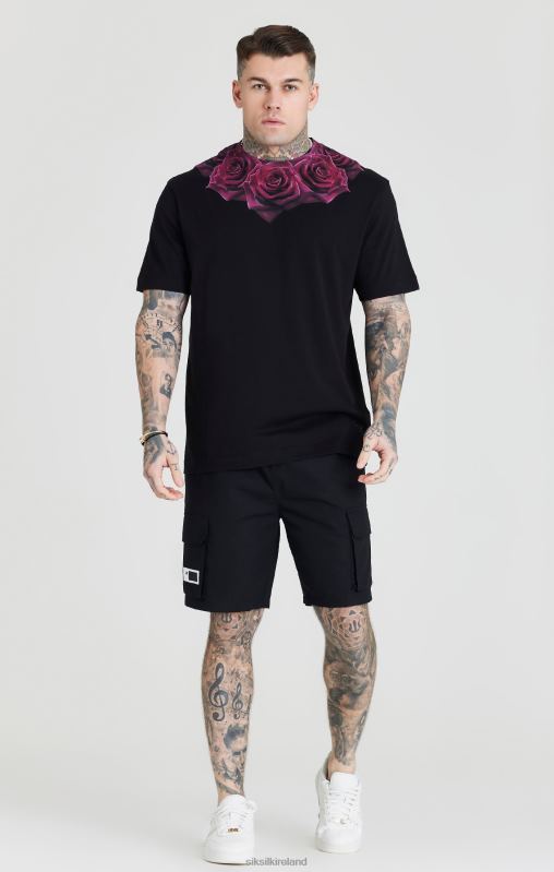 SikSilk Men Black Ripstop Cargo Short XTFJ586 Apparel