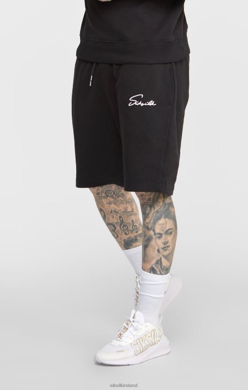 SikSilk Men Black Script Embroidery Short XTFJ581 Apparel
