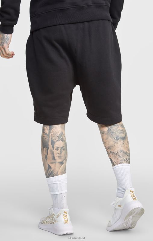 SikSilk Men Black Script Embroidery Short XTFJ581 Apparel