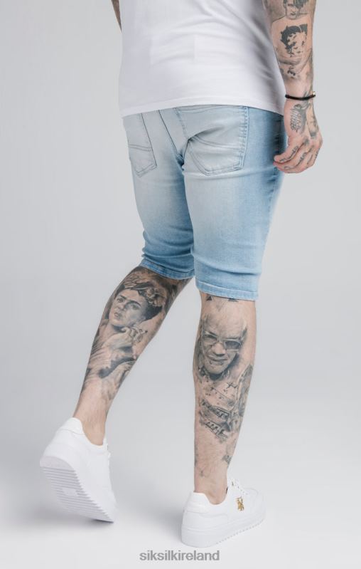SikSilk Men Blue Distressed Denim Short XTFJ583 Apparel
