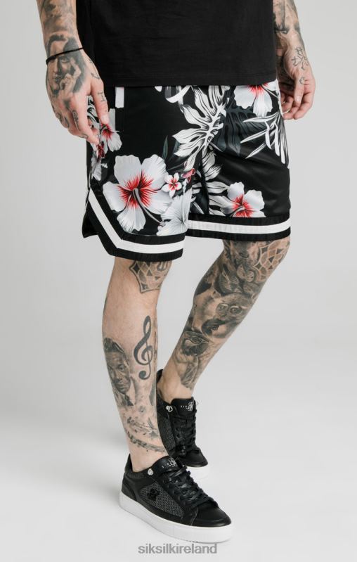 SikSilk Men Floral Basketball Shorts - Black XTFJ591 Apparel