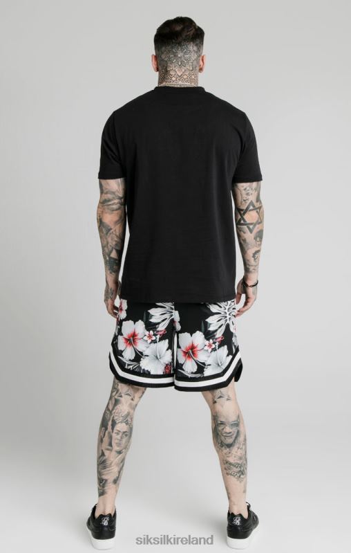SikSilk Men Floral Basketball Shorts - Black XTFJ591 Apparel