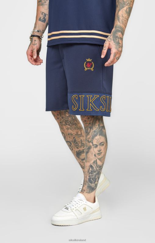 SikSilk Men Navy Embroidery Relaxed Short XTFJ607 Apparel