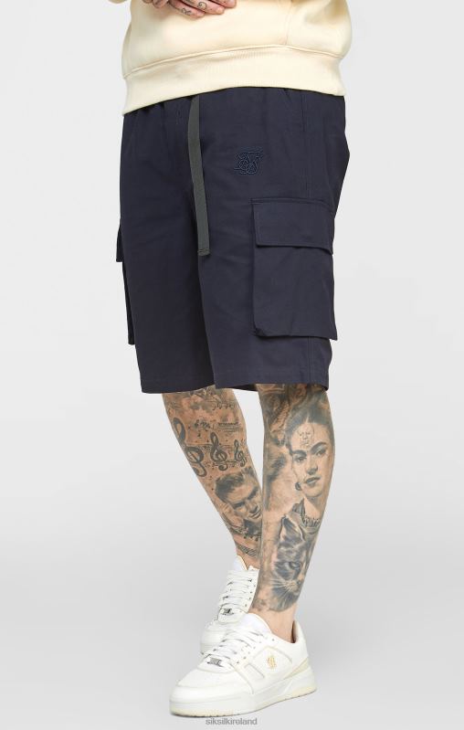 SikSilk Men Navy Woven Cargo Short XTFJ573 Apparel