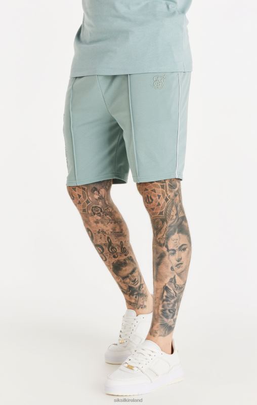 SikSilk Men Script Pleated Shorts - Teal XTFJ597 Apparel