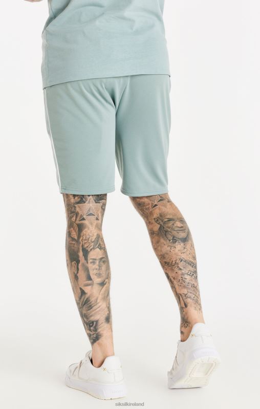 SikSilk Men Script Pleated Shorts - Teal XTFJ597 Apparel