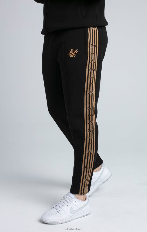 SikSilk Men Black, Gold Knitted Tape Track Pant XTFJ508 Apparel