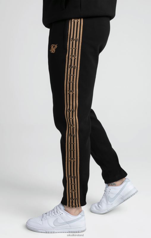 SikSilk Men Black, Gold Knitted Tape Track Pant XTFJ508 Apparel