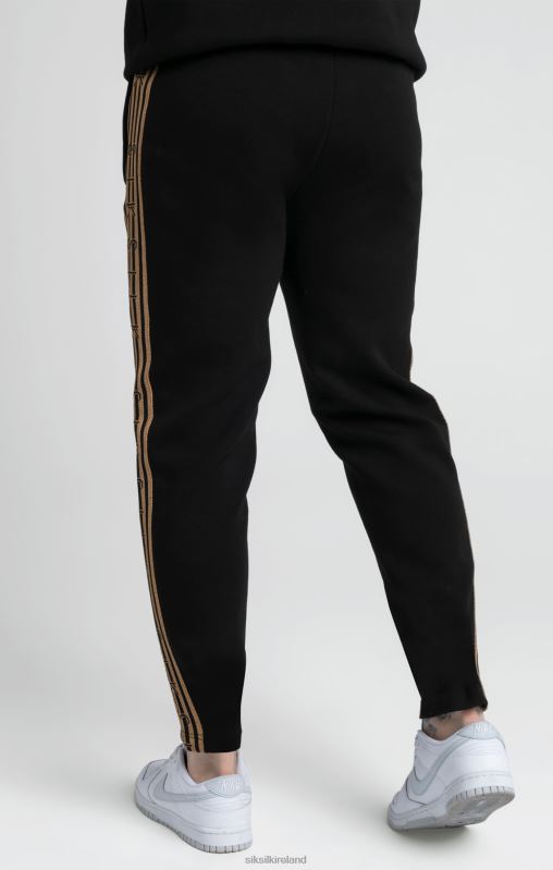 SikSilk Men Black, Gold Knitted Tape Track Pant XTFJ508 Apparel