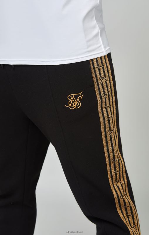 SikSilk Men Black, Gold Knitted Tape Track Pant XTFJ508 Apparel