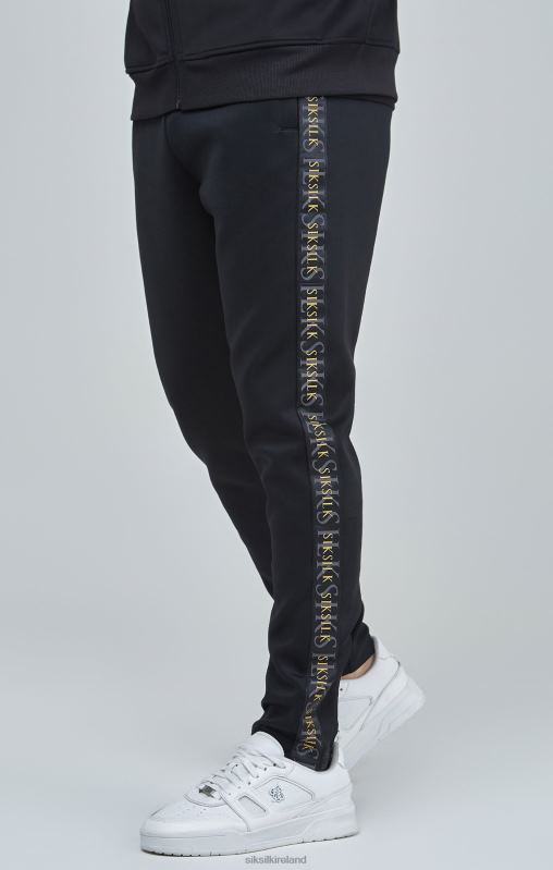 SikSilk Men Black Gold Tape Track Pants XTFJ529 Apparel