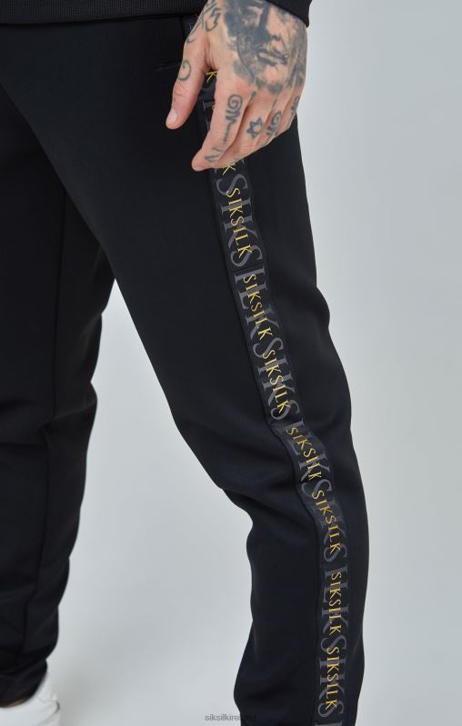 SikSilk Men Black Gold Tape Track Pants XTFJ529 Apparel