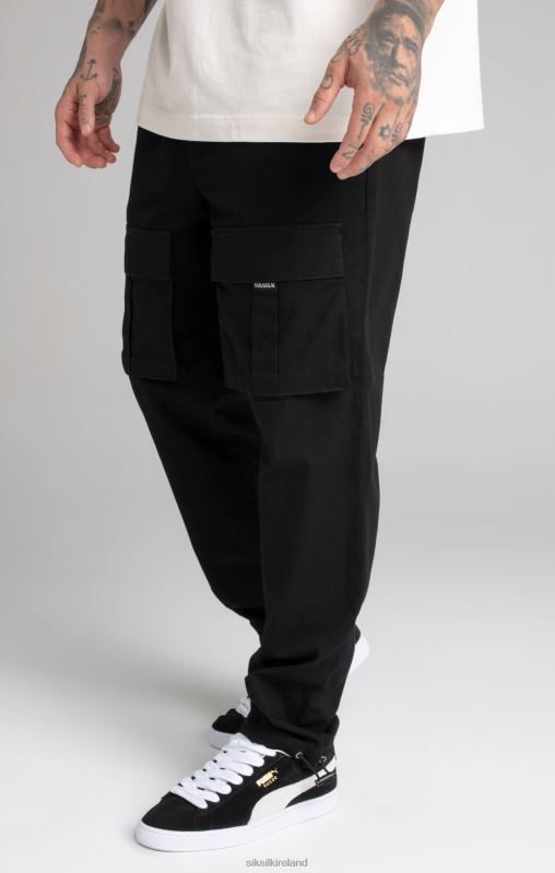 SikSilk Men Black Ripstop Cargo Pants XTFJ512 Apparel