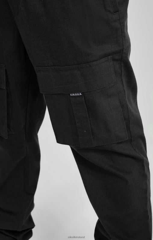 SikSilk Men Black Ripstop Cargo Pants XTFJ512 Apparel