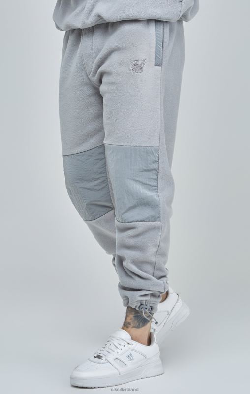 SikSilk Men Grey Polar Fleece Panelled Cuffed Jogger XTFJ517 Apparel