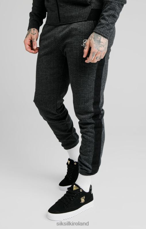 SikSilk Men Tonal Check Cuffed Pant - Grey XTFJ526 Apparel