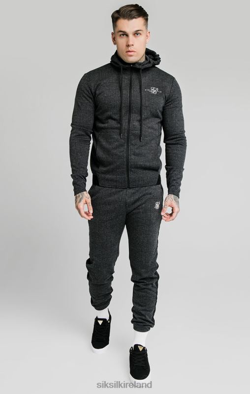 SikSilk Men Tonal Check Cuffed Pant - Grey XTFJ526 Apparel