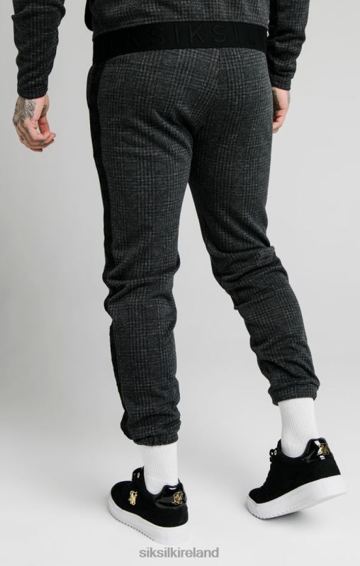SikSilk Men Tonal Check Cuffed Pant - Grey XTFJ526 Apparel