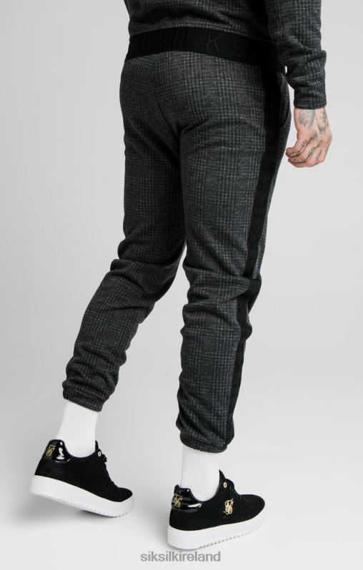 SikSilk Men Tonal Check Cuffed Pant - Grey XTFJ526 Apparel