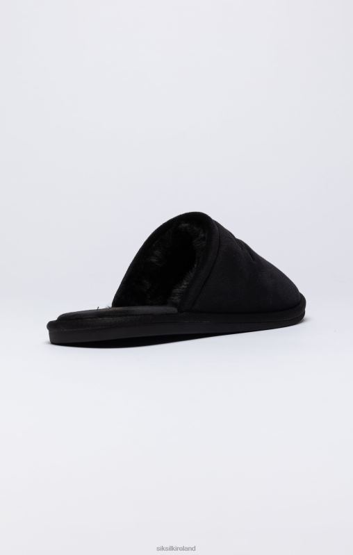 SikSilk Men Black Slipper With Embroidered Logo XTFJ9 Footwear