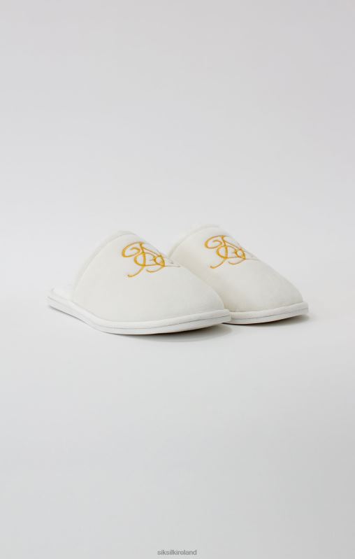 SikSilk Men White Slipper With Embroidered Logo XTFJ6 Footwear