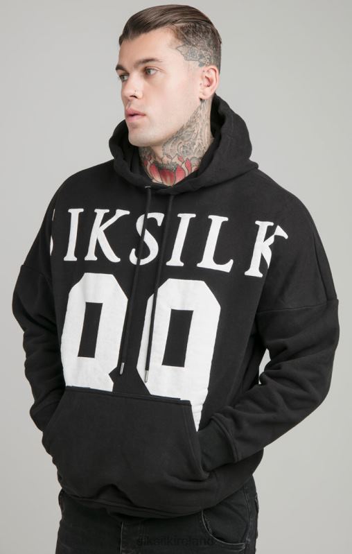 SikSilk Men Black Drop Shoulder Relaxed Fit Hoodie XTFJ448 Apparel