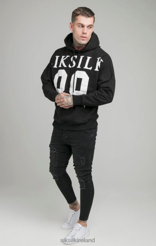SikSilk Men Black Drop Shoulder Relaxed Fit Hoodie XTFJ448 Apparel
