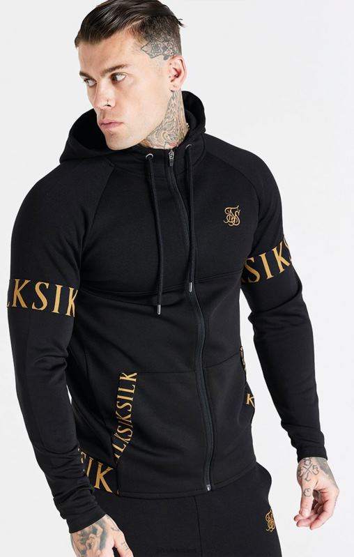 SikSilk Men Black Dynamic Zip Through Hoodie XTFJ416 Apparel