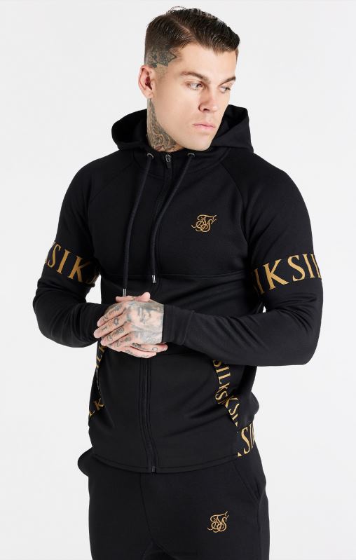 SikSilk Men Black Dynamic Zip Through Hoodie XTFJ416 Apparel