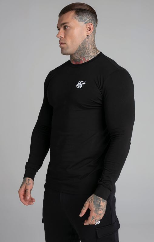 SikSilk Men Black Essential Sweatshirt XTFJ412 Apparel