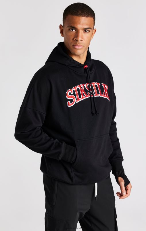 SikSilk Men Black Oversized Hoodie XTFJ426 Apparel
