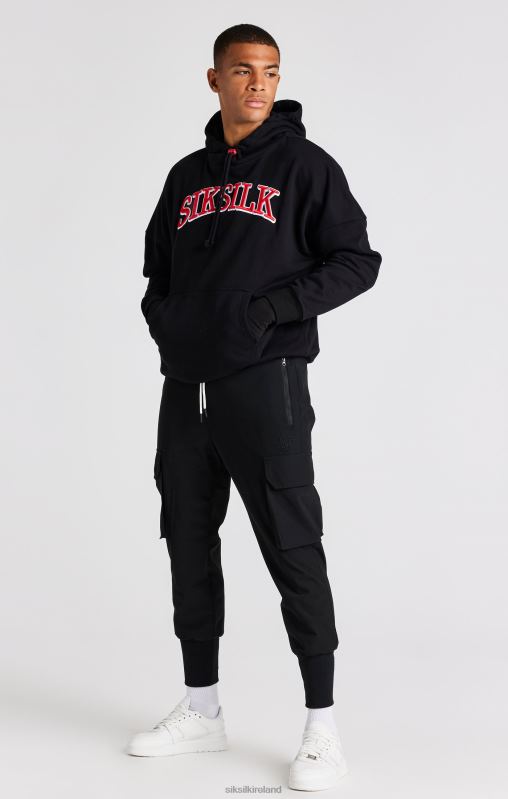SikSilk Men Black Oversized Hoodie XTFJ426 Apparel