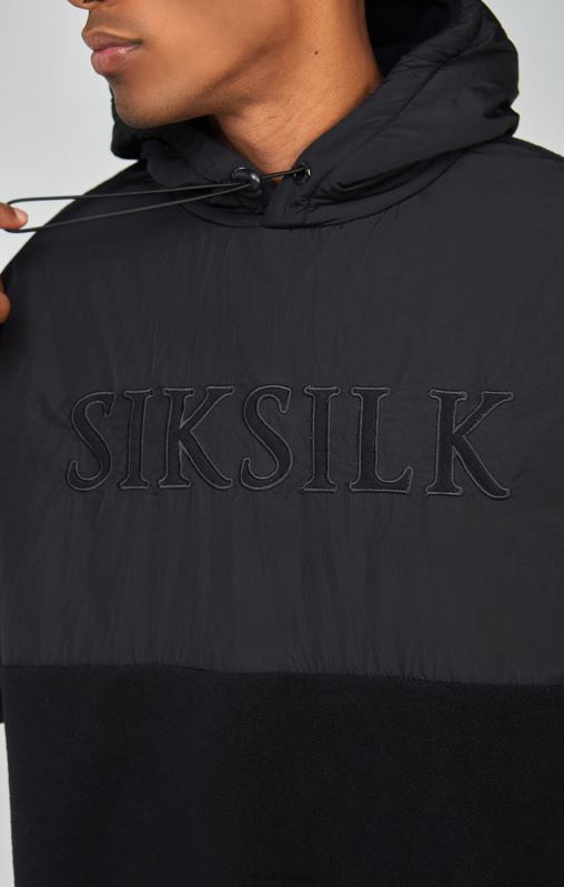 SikSilk Men Black Polar Fleece Cut & Sew Overhead Hoodie XTFJ425 Apparel